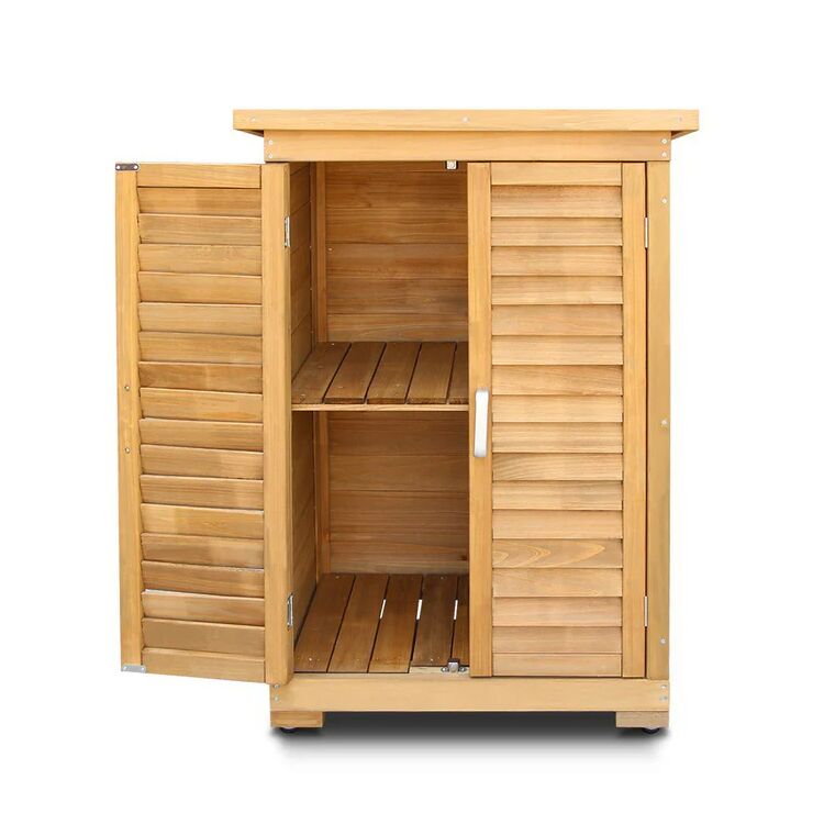 Wooden Outdoor Storage Cabinet with Adjustable Shelf