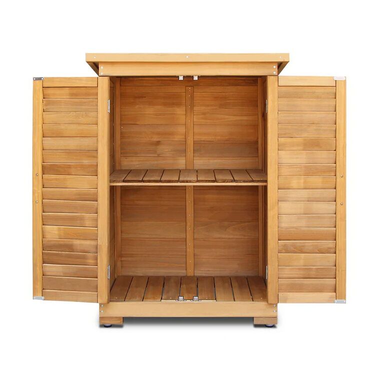 Wooden Outdoor Storage Cabinet with Adjustable Shelf