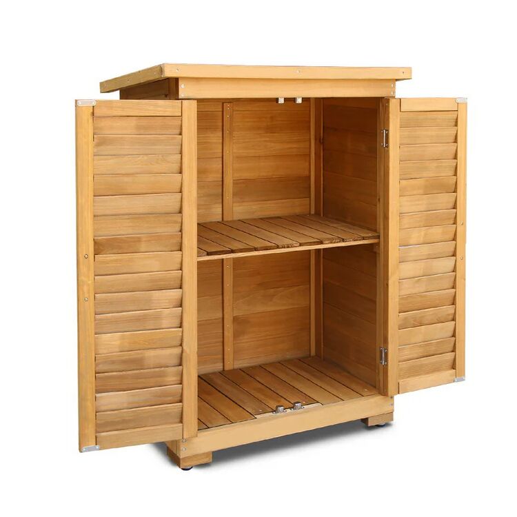 Wooden Outdoor Storage Cabinet with Adjustable Shelf