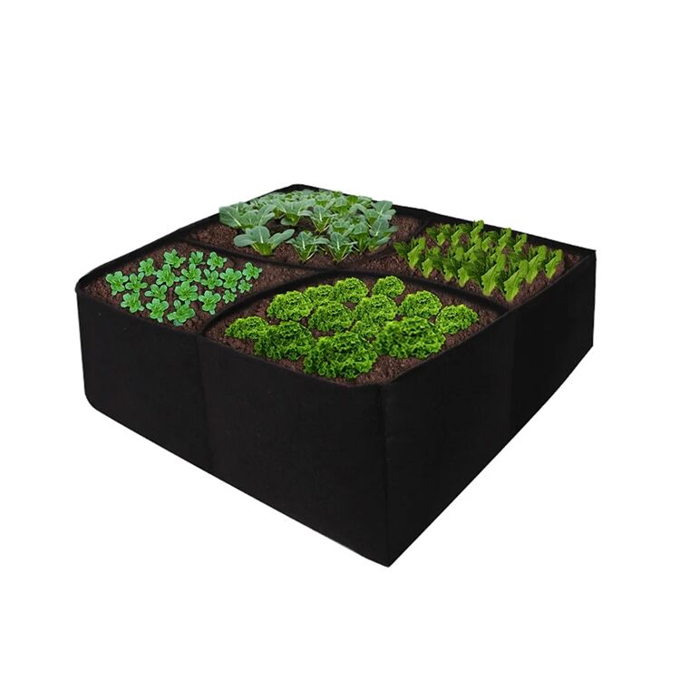 Divided Fabric Planter Bags with 4 Compartments for Gardening