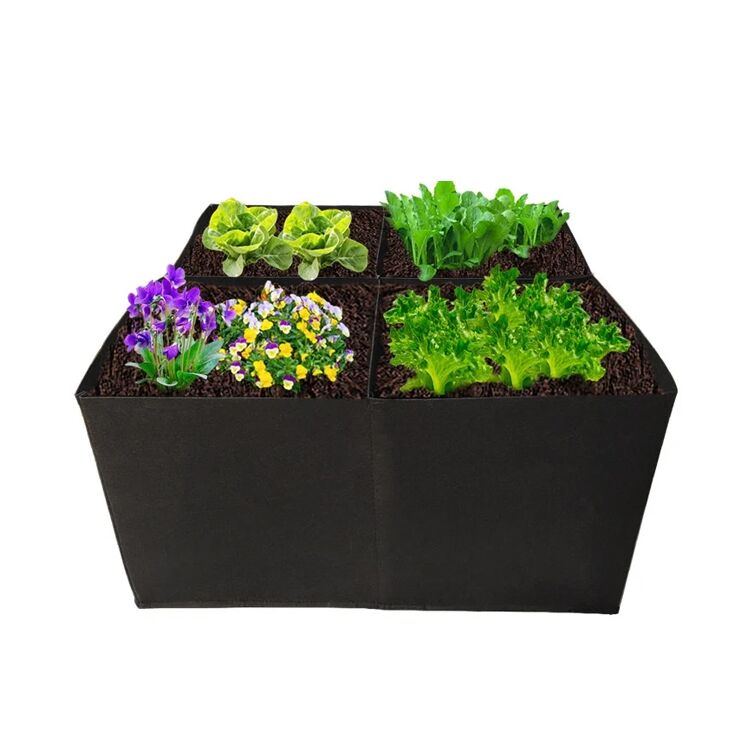 Divided Fabric Planter Bags with 4 Compartments for Gardening