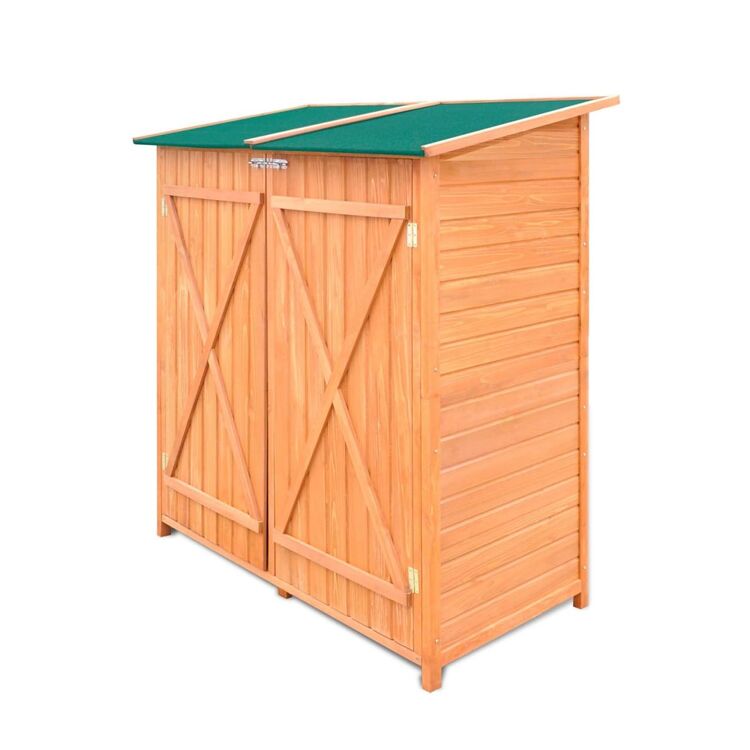 Large Wooden Garden Tool Shed with Waterproof Roof and Storage Shelf
