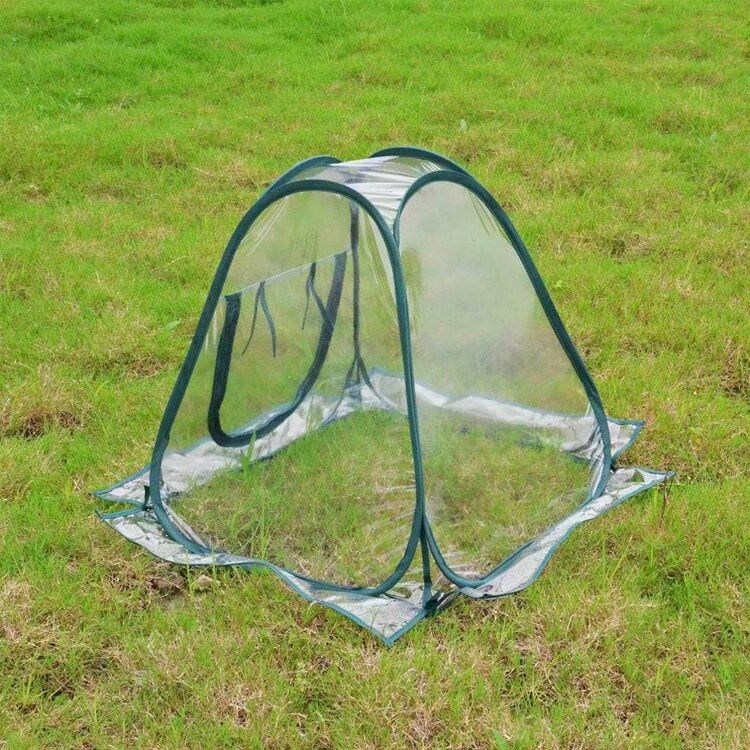 Plant Greenhouse Cover with Roll-Up Zipper Doors and Frost Protection