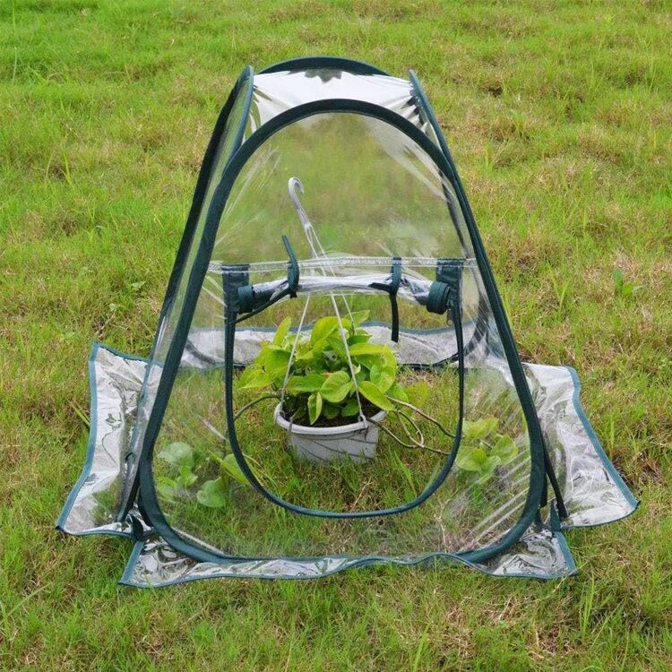 Plant Greenhouse Cover with Roll-Up Zipper Doors and Frost Protection