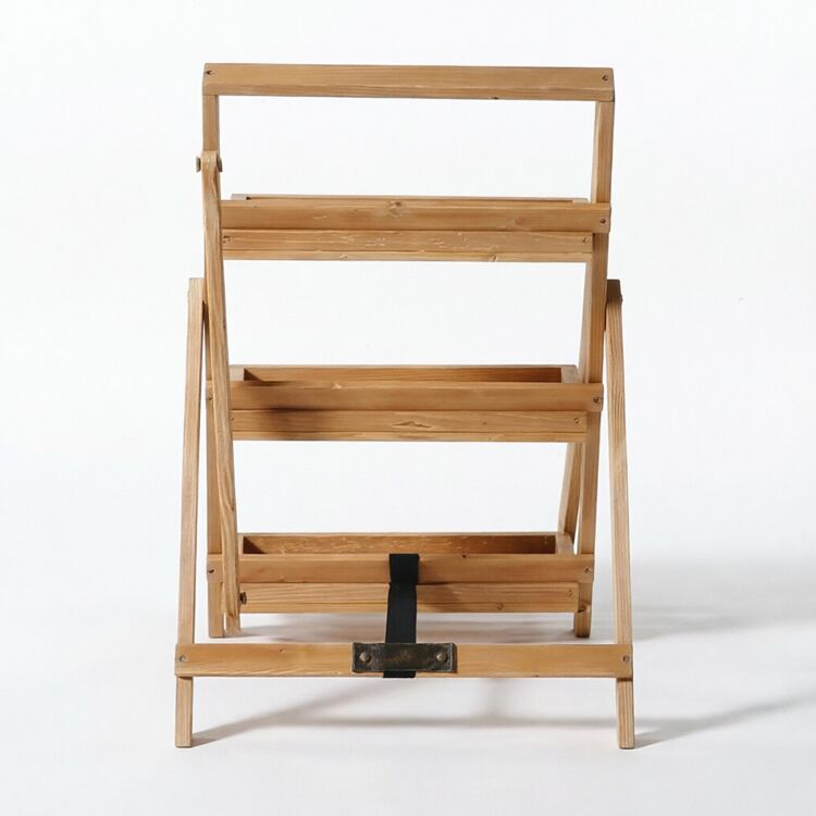 3-Tier Foldable Wooden Plant Stand and Ladder Display Shelf