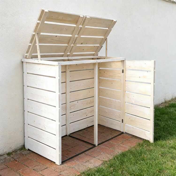 Pine Wood Bin Shelter 134x78x116cm - Image 3