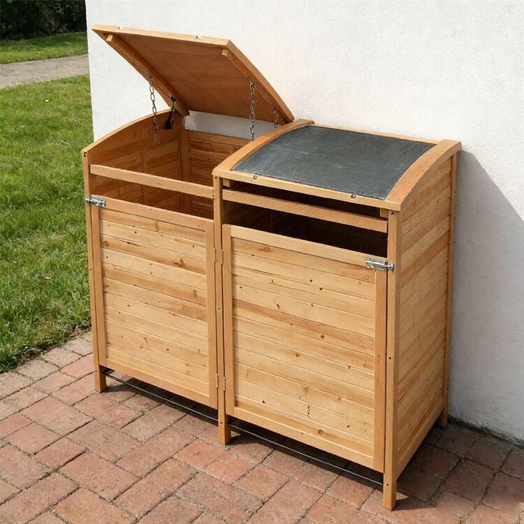 Trash Bin Storage Fir Wood 146x90x124cm