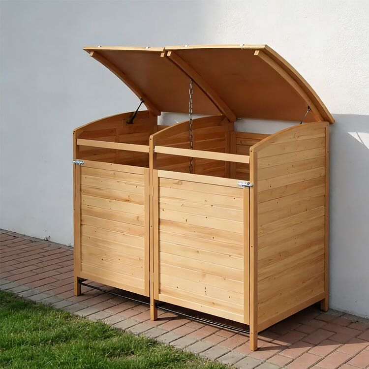 Trash Bin Storage Fir Wood 146x90x124cm